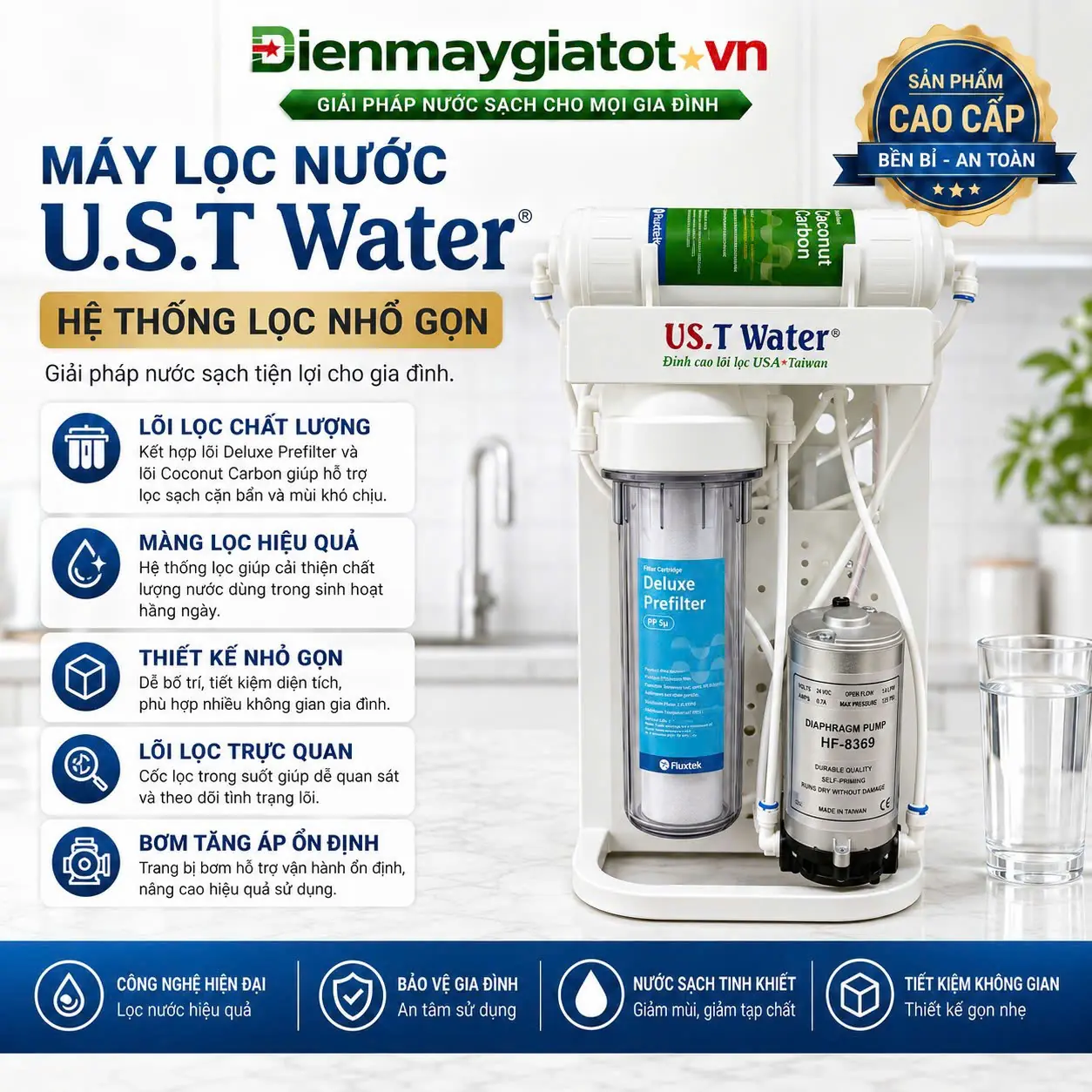 Máy Lọc Nước U.S.T Water Có Bơm Tăng Áp
