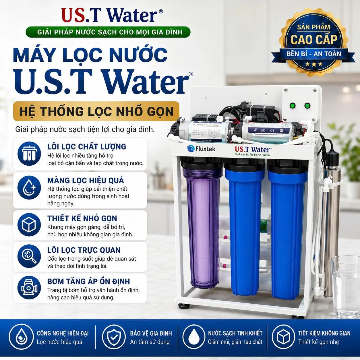 Máy Lọc Nước U.S.T Water Nhiều Cấp Có Bơm Tăng Áp